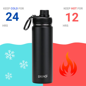 DRINCO® 22oz Stainless Steel Sport Water Bottle - Black - Elite Water bottles