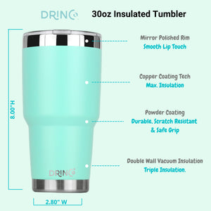 DRINCO® 30oz Insulated Tumbler Spill Proof Lid w/2 Straws (Teal) - Elite Water bottles