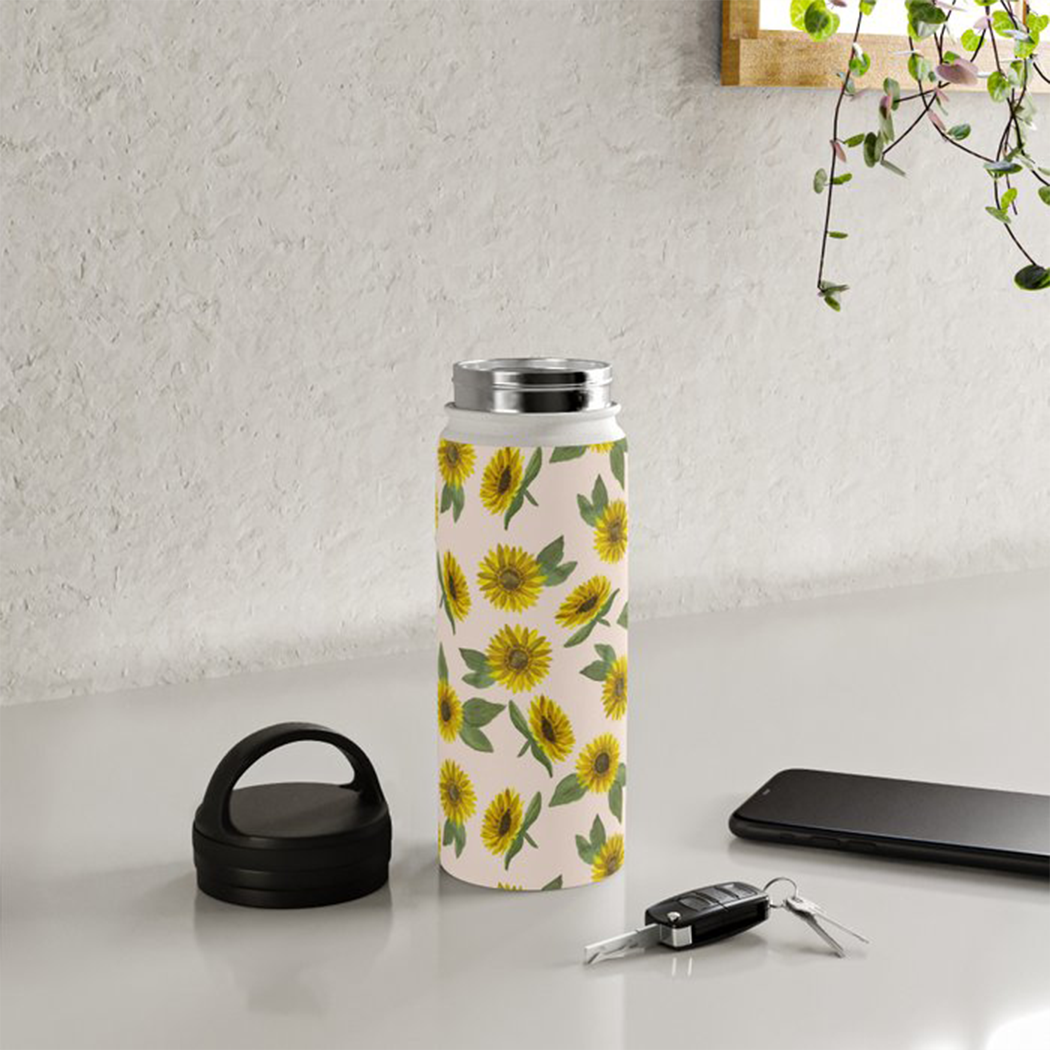 Sunflower Handle Lid Water Bottle - Elite Water bottles