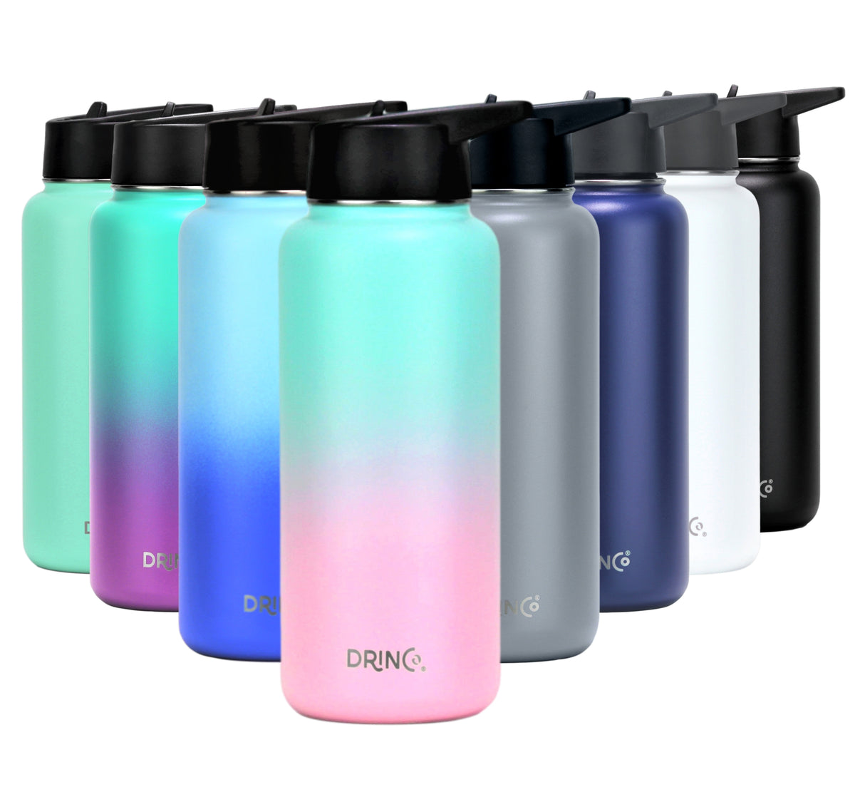 DRINCO® 32oz Stainless Steel Water Bottle (3 lids) - Macaron - Elite Water bottles
