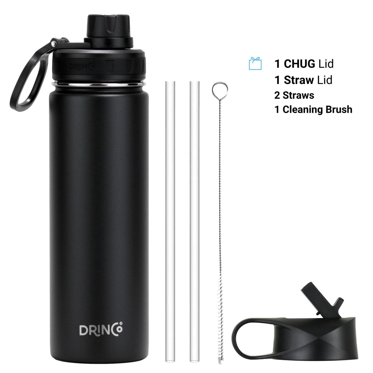 DRINCO® 22oz Stainless Steel Sport Water Bottle - Black - Elite Water bottles