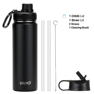 DRINCO® 22oz Stainless Steel Sport Water Bottle - Black - Elite Water bottles