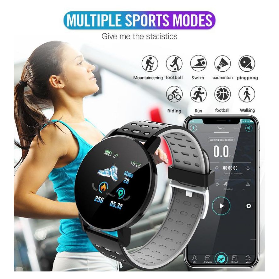 119 Plus Heart Rate Blood Pressure Sports Fitness Smart Watch - Elite Water bottles
