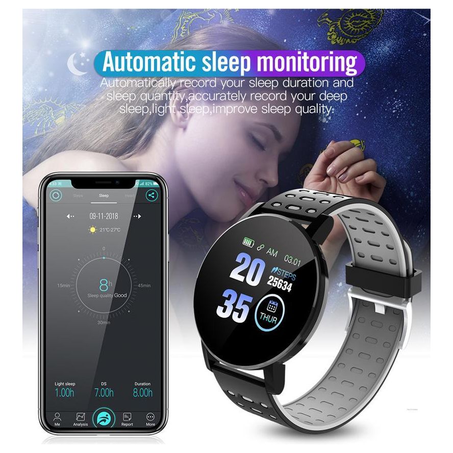 119 Plus Heart Rate Blood Pressure Sports Fitness Smart Watch - Elite Water bottles