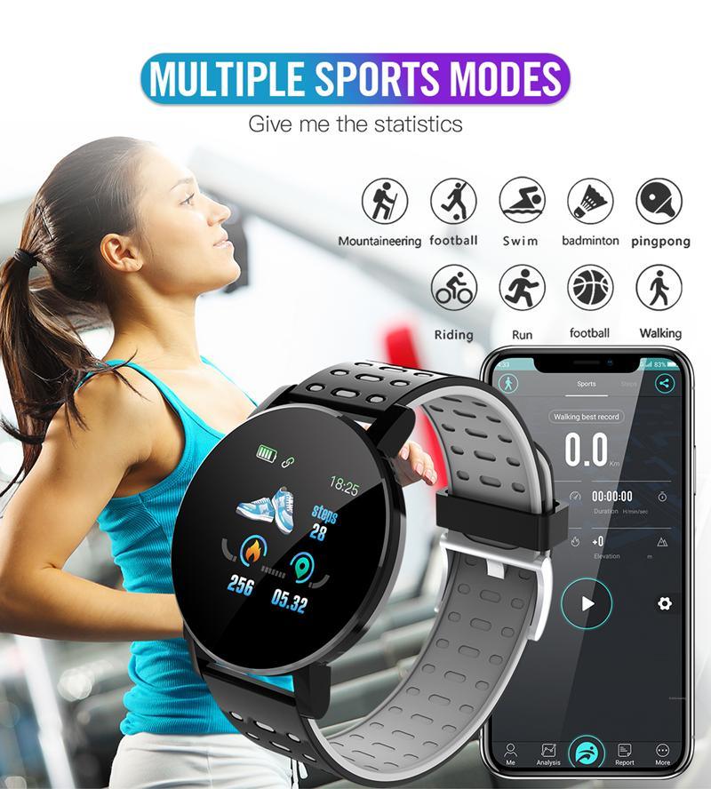 119 Plus Heart Rate Blood Pressure Sports Fitness Smart Watch - Elite Water bottles